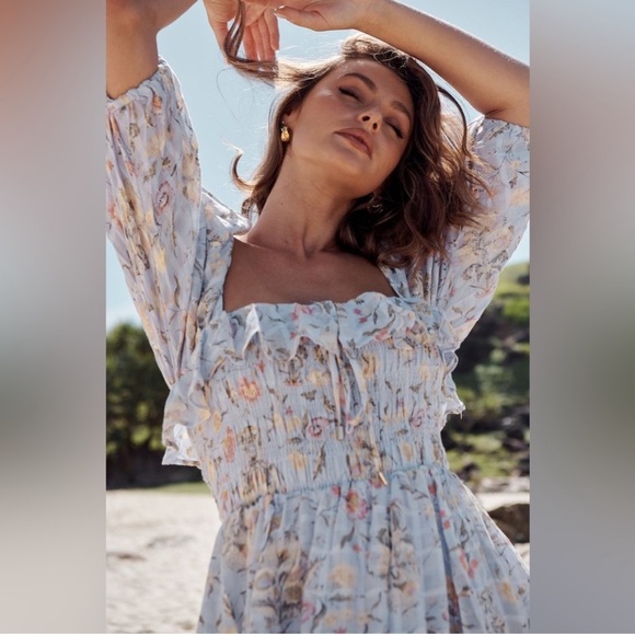 NWT Small Free People - Oasis Printed Midi Lavender Combo Women’s Dress S NEW - Picture 3 of 12